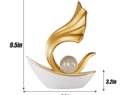 XYQXYQ Modern Nautical Sailboat Sculpture | Abstract Art Boat Statue | Living Room, Coffee Table, TV Stand & Boat Bookshelf Deco (White)