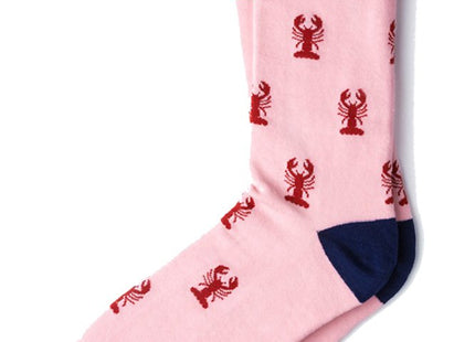 Men's Pink with Red Lobsters Nautical Novelty Crew Dress Socks