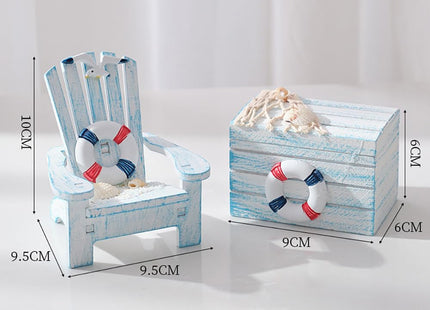 AzsVbvs 2 Pack Wooden Handmade Mini Chair Box Beach Decor Nautical Theme Decoration for Home Office Desk (Life Ring)