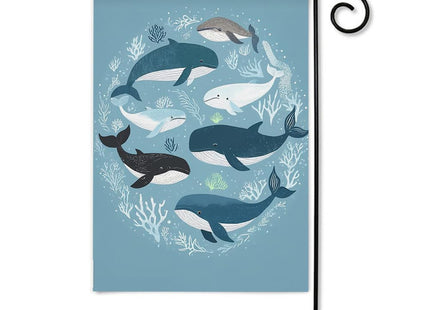 Moslion Fish Garden Flag Vertical Double Sided Nature Nautical Ocean Sea Seaweed Coral Whale Shark Dolphin House Flags Home Burlap Banners 12.5x18 Inch for Outdoor Decor Lawn