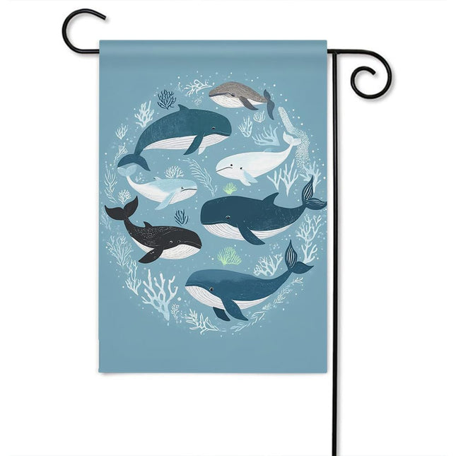 Moslion Fish Garden Flag Vertical Double Sided Nature Nautical Ocean Sea Seaweed Coral Whale Shark Dolphin House Flags Home Burlap Banners 12.5x18 Inch for Outdoor Decor Lawn