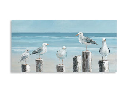 Yidepot Coastal Seagull Poster Decor- Seabird Canvas Beach wall art, Lake and Sea Ocean Themed Artwork for Bedroom Bathroom Art 20"x40"