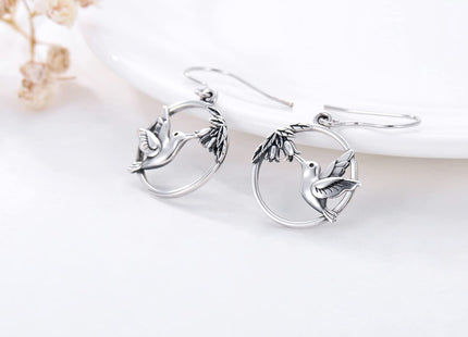Hummingbird Dangle Drop Earrings for Women 925 Sterling Silver Bird Flower Jewelry Hummingbird Earrings Mother's Day gifts