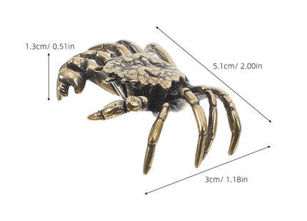 ULTNICE Retro Crab Ornaments 3Pcs Mini Brass Crabs Adornments for Home Office Tea House Desktop Decor 2.00X1.18X0.51In Creative Animal Figurines