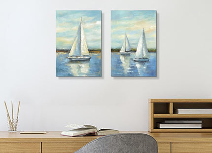 Ocean Coastal Canvas Wall Art: 2 Piece Seaside Artwork Seascape Prints