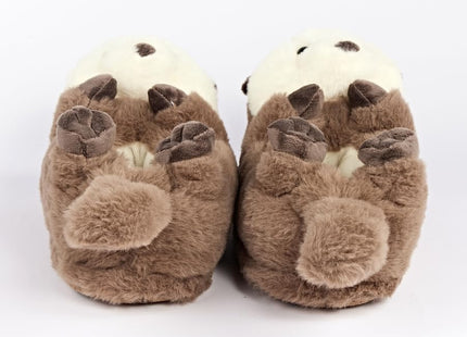 ooohyeah Otter Plush Slippers for Women, Funny Cozy Warm Slippers with Grippers, Abe the Otter, size 5-6