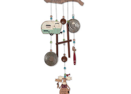 Sunset Vista Designs 91700 Rustic Outdoor Chimes Trailer Park Collection Wind Chime for Patios Porches and More, 30-Inch, Happy Camper Moose