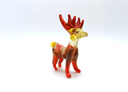 Sansukjai Deer Tiny Figurines Hand Blown Color Glass Art Animals Collectible Gift Home Decor (Brown)