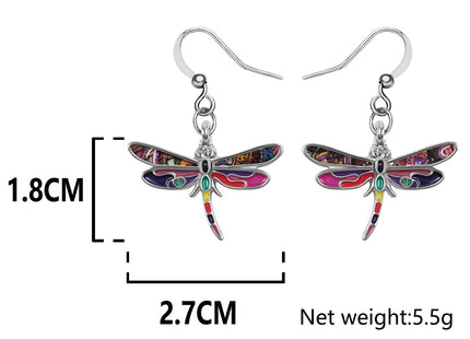 Alloy Cute Dragonfly Earrings Dangle Dragonfly Gifts for Women Fashion Summer Jewelry Enamel Charms (Violet)