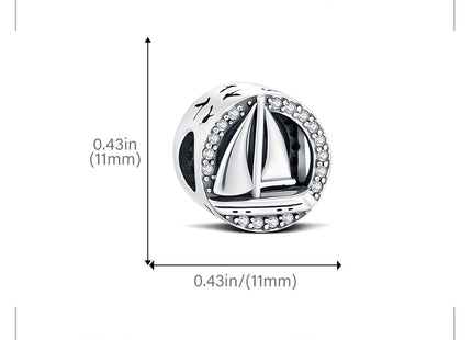 925 Sterling Silver Sailboat Sailing Ship Charm for Pandora Bracelets