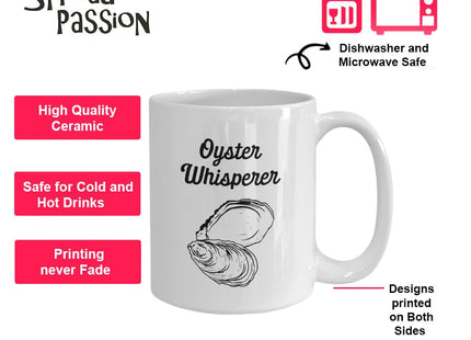 SpreadPassion Oyster Whisperer Mug - Funny Tea Hot Cocoa Coffee Cup - Novelty Birthday Christmas Gag Gifts Idea