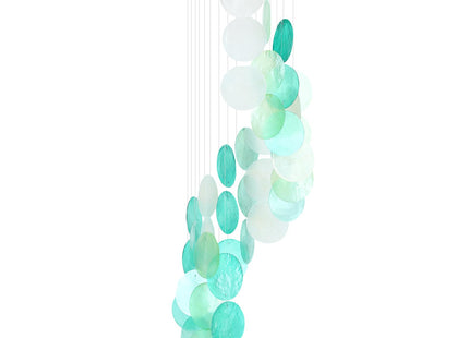 Wenqik Sea Glass Shell Wind Chimes for Outside Seaglass Capiz Windchime Spiral Wind Chimes for Women Beach Holiday Summer Gift Indoor Outdoor Home Housewarming Garden Decor(Light Blue)