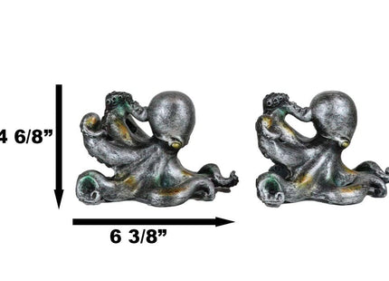 Ebros Nautical Coastal Sea Monster Octopus Bookends Set Statue in Faded Bronze Antique Finish 6.25" H Mythical Sea Giant Cthulhu Kraken Decorative Office Study-Room Library Desktop Decor Figurines
