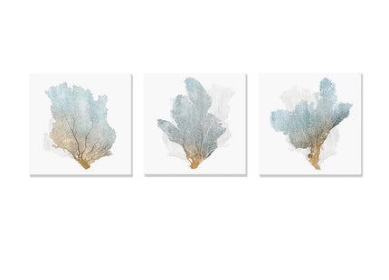 JAPO ART Delicate Coral Wall Decor for Bedroom Coastal Wall Art Home Decor Framed Sea Fan Pictures Nautical Prints Artwork for Bathroom Bedroom 16"x16"x3pcs