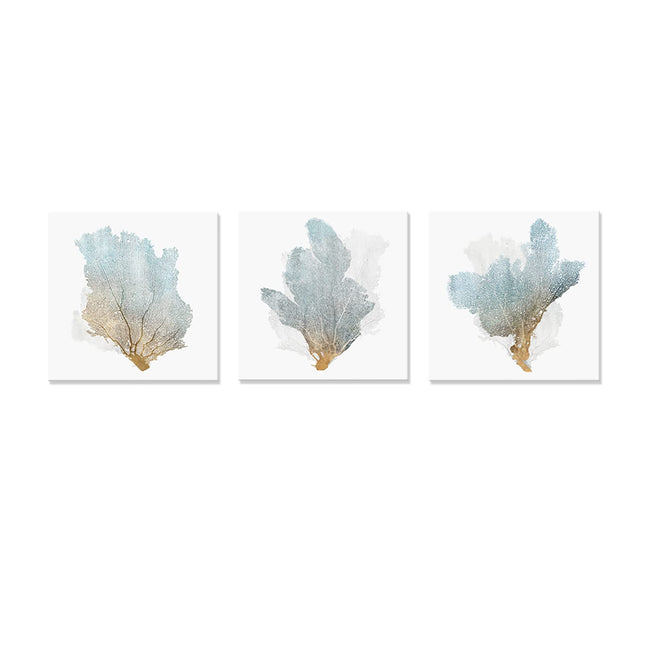 JAPO ART Delicate Coral Wall Decor for Bedroom Coastal Wall Art Home Decor Framed Sea Fan Pictures Nautical Prints Artwork for Bathroom Bedroom 16"x16"x3pcs