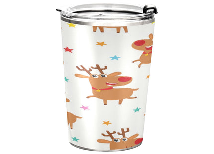YETTASBIN Christmas Reindeer Tumbler with Straw Lid, 12oz Stainless Steel Tumbler Cup Double Wall Vacuum Insulated Travel Coffee Mug for Hot and Cold Drinks