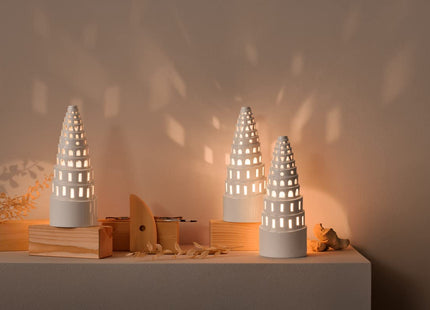 Kahler Urbania Lighthouse Functio | Ceramic Tealight Holder | White | 3.5 Inch