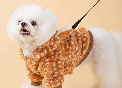 AZA Reindeer Dog Costume Fluffy Christmas Clothes Moose Coat Winter Pet Hoodies Puppy Girl Cute Coat Outfits for Small Dogs Costumes (L（Suitable：9lb-12lb）,Moose Brown)