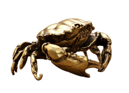 Kisangel Brass Crab Figurine Animal Sculptures and Statues Fish Tank Ornaments Feng Shui Statue Collection Home Decor (Golden)