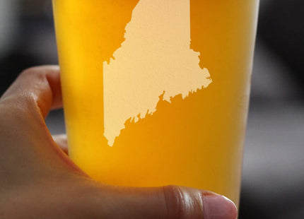 Bevvee Maine State Outline Pint Glass for Mainers - 16 oz