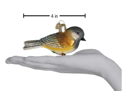 Old World Christmas Black‑Capped Chickadee Glass Blown Ornament for Christmas Tree, Handcrafted Holiday Decoration, Bird Watcher Collection