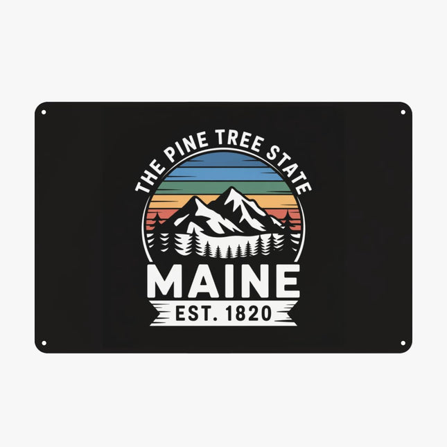Maine The Pine Tree State Home Decoration Metal Tin Sign 8X12 Inches Wall Art Outdoor Garden Decor