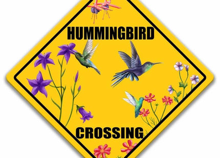 Funny Hummingbird Crossing Sign Hummingbird Lover Gift Butterfly Garden Metal Tin Sign Decoration for Garage Yard Home Outdoor 12x12 Inch