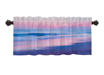 Batmerry Light Blue Coastal Sunset Sky Blackout Valances for Kitchen Windows, Pastel Ocean Nature Room Darkening Rod Pocket Top Short Valance for Bathroom, 52X18 Inches