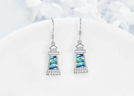 Lighthouse Earrings for Women Sterling Silver Abalone Shell Lighthouse Dangle Drop Earring Birthday Jewelry Gift for Lover