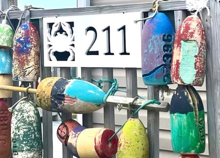 Horizontal Crab Address Sign, Weatherproof PVC Coastal House Numbers, Beach House Address Plaque, Outdoor Nautical Home Decor, Housewarming Gift