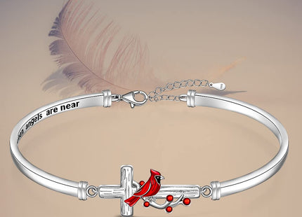 Cardinal Cross Gifts Bracelets for Women Sterling Silver Cardinal Bracelet