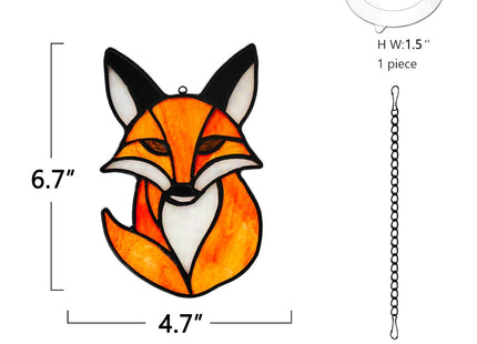 HAOSUM Fox Stained Glass Suncatcher for Window Hanging Fox Home Decorations