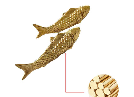 JSBWSFA 2PCS Goldfish Cabinet Knobs, Animal Knobs Gold Cabinets and Drawers Knob for Cupboard Gold Drawer Knob Metal Dresser Handle Bedroom Living Room Bathroom (Fish)