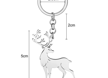NEWEI Cute Stainless Steel Deer Keychain Keyring for Women Girls Purse Car Keys Charms Accessories (Deer Silver Plated)