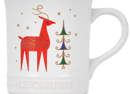 Le Creuset Stoneware Reindeer Mug, 14 oz., White w/Applique