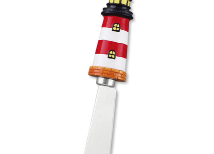 Supreme Housewares Red Lighthouse Cheese Spreaders, Hand-Painted Resin Handles with Stainless Steel Blades for Spreading Cream Cheese, Butter, Jam, or Sandwich, Set of 4