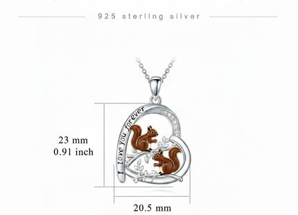 PROESS Mother Daughter Squirrel Necklace 925 Sterling Silver Squirrel Pendant Necklace Cute Animal Jewelry Gifts for Women