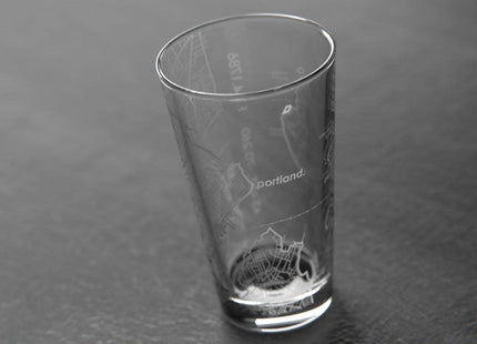 Well Told Engraved Portland Maine Map Pint Glass, Etched Beer Gift (16 oz, Clear) City Map Pint, Custom City Glassware, Gifts For Beer Lovers