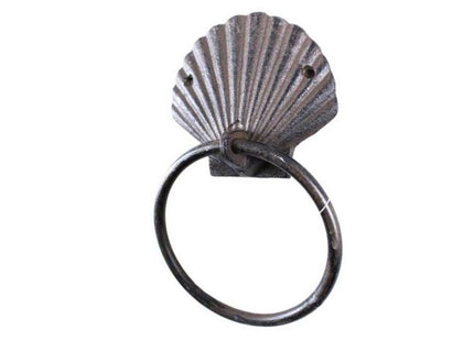 Cast Iron Seashell Towel Holder 8.5 Inch - Seashell Decoration - Sea Home Decor