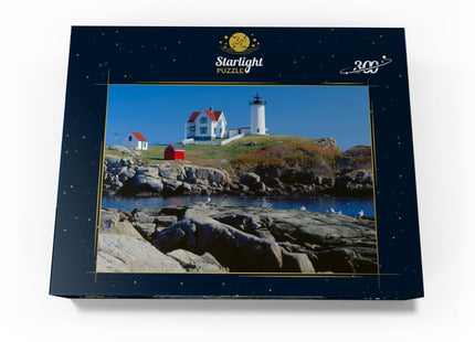 MyPuzzle Nubble Lighthouse At Cape Neddick, York Beach, Maine, USA - Premium 300 Piece Jigsaw Puzzle for Adults