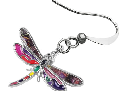 Alloy Cute Dragonfly Earrings Dangle Dragonfly Gifts for Women Fashion Summer Jewelry Enamel Charms (Violet)