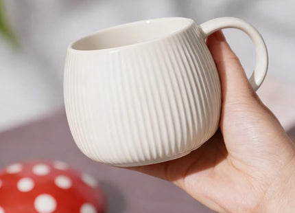 NiHome Mushroom Shaped Mug with Lid, 12oz Ceramic Fun Coffee Cup, Gift Red