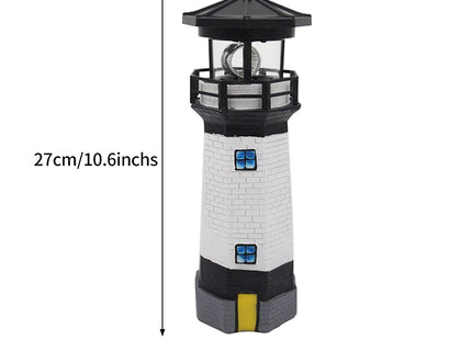 Trivolein LED Solar Powered Lighthouse, Indoor Outdoor Lighthouse with Rotating Beacon LED Lights, Courtyard Waterproof Landscape Lights for Garden Patio Landscape Outside Yard Gifts Black