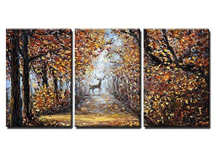 wall26 - Deer at The End of Path - Canvas Art Wall Art - 24"x36"x3 Panels