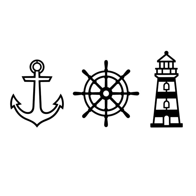 Sanwarm Wall Decor, 3 Pieces, Black Metal, for Home Nautical Coastal