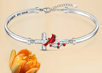 Cardinal Cross Gifts Bracelets for Women Sterling Silver Cardinal Bracelet