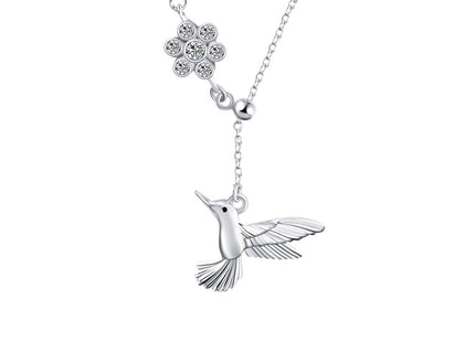 YAFEINI Hummingbird Necklace Sterling Silver Adjustable Lariat Y Hummingbird Necklace Hummingbird Pendant Jewelry for Women Gifts