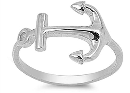 CloseoutWarehouse 925 Sterling Silver Anchor Ring Size 13