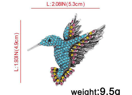 Hummingbird Gift for Women Girl Hummingbird Brooch Rhinestone Animal Pin Corsage Lapel Backpack Pin Christmas Anniversary Decorative Accessory Jewelry (Silver Blue)