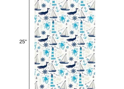 Nautical Coastal Cotton Kitchen Dish Towel Set, 2 Lighthouse 1 Anchor Drops